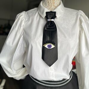 Hand crafted , statement evil eye tie, one of a kind women neckwear